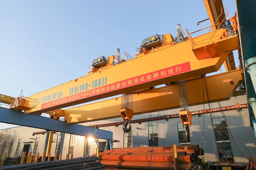 Aerospace 160t+160t explosion-proof overhead crane load test